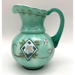 Vtg. Fenton 75th Diamond Jubilee Celebration Pitcher Hand Painted